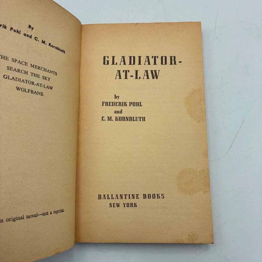 Gladiator-At-Law Frederik Pohl C.M. Kornbluth Ballantine F570 1962 Sci-Fi Book